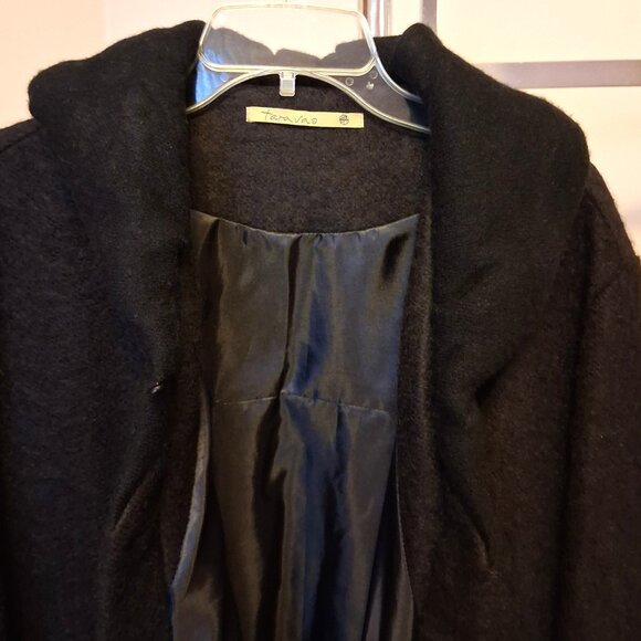 NWOT tara vao Unique Designed Quality Black Wool Blend Fall Winter Pea Coat - Picture 9 of 14